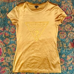 GUESS Women's Shimmering Gold Tee